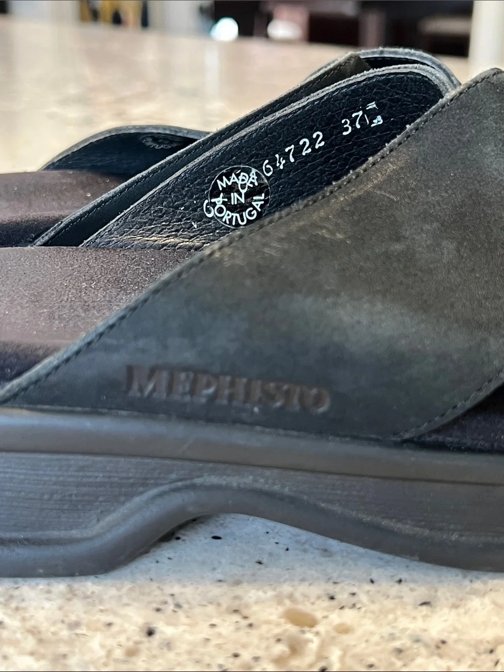 Mephisto Black Suede Slide Sandals